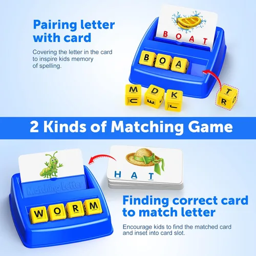 Vista 2 de LIWIN LET'S GO! Juegos educativos para niños de 3 a 8 años, juego de emparejar letras para niños de 3 a 8 años, juguetes educativos para niños de 3