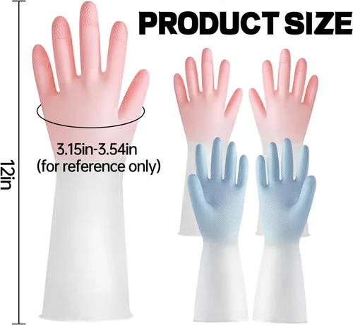 Vista 2 de Guantes de goma para lavavajillas, guantes de limpieza para mujeres, guantes de lavado de platos, talla M. Perfectos para mujeres y hombres