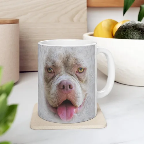 Vista 7 de Funny Gifts - Taza de café de cerámica blanca con diseño de perro American Bully de 11 onzas