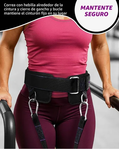 Vista 5 de THEFITGUY Cinturón de inmersión con peso para mujer, para dominadas, inmersiones y sentadillas, ajuste sin pellizcos, hebilla antideslizante, negro