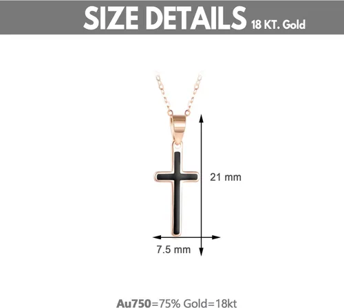 Vista 2 de SISGEM Collar de cruz pequeña negra de oro rosa de 18 quilates para mujeres y adolescentes, regalos de confirmación para ella, 18 pulgadas, Metal