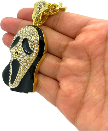 Vista 7 de Shiny Jewelers USA COLGANTE DE CADENA PARA HOMBRE ICED OUT RAPPER MASK HIP HOP CAJA DE 24 pulgadas, CUBANO, COLLAR DE CADENA DE CUERDA, Metal