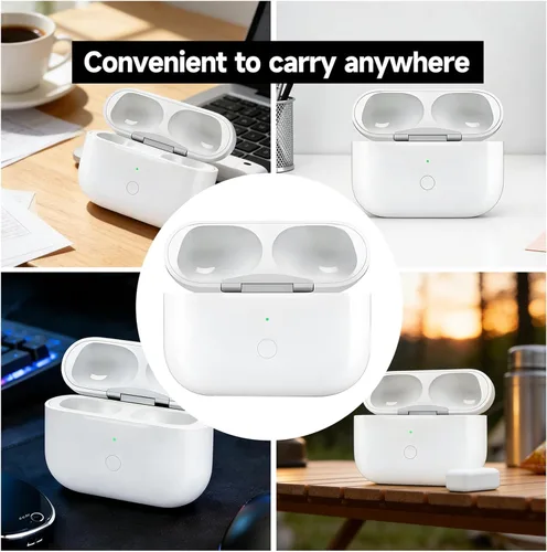 Vista 8 de Funda de carga de auriculares inalámbricos de repuesto para Airpods Pro 1 y 2, compatible con Airpod Pro de 1ª y 2ª generación con puerto de carga