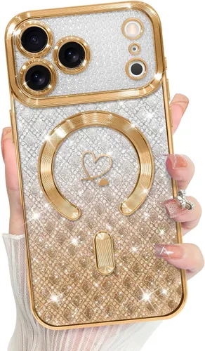 Vista 59 de Bonoma Compatible with iPhone 17 Pro Max Case 2025 Heart Checkered -Gold A cuadros-oro