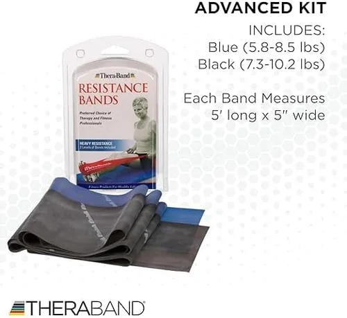 Vista 2 de THERABAND Juego de bandas de resistencia, banda elástica profesional sin látex