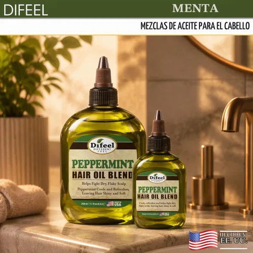 Vista 3 de Difeel Mezcla de aceite para el cabello de menta, tamaño de viaje, 2.5 onzas Peppermint