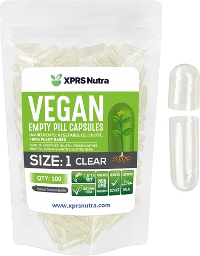 Vista 18 de XPRS Nutra Cápsulas vacías tamaño 1 – 100 cápsulas veganas vacías – Pastillas vegetarianas – Relleno de cápsulas vegetales DIY – Pastillas vegetales