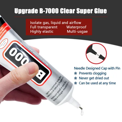 Vista 3 de B7000 - Pegamento para joyería, 4 piezas x 25 ml, B-7000 pegamento transparente super adhesivo multifunción, adhesivo industrial transparente