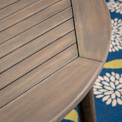 Vista 5 de Christopher Knight Home Shipp Outdoor - Juego de comedor de 5 piezas de madera y mimbre, acabado gris/plateado