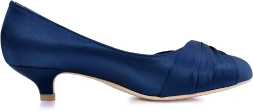 Vista 3 de ElegantPark - Zapatos de novia, puntera cerrada, talón cómodo, diamantes de imitación, satén