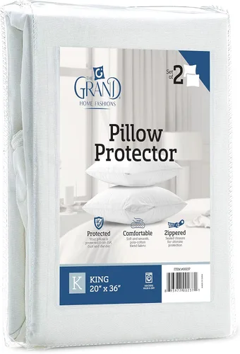 Vista 10 de Set de 2 Protectores de almohada con cierre hechos de poliéster y algodón.