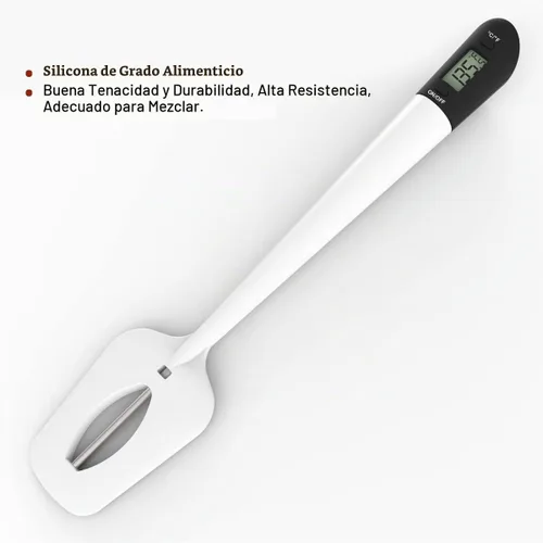 Vista 2 de Efeng Termómetro digital de caramelos, espátula, termómetro de carne con clip para olla y sonda de 9 pulgadas, termómetro digital de lectura Blanco
