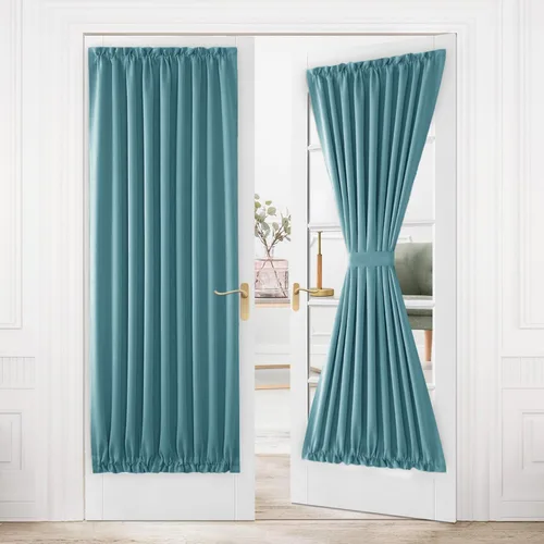 Vista 175 de DWCN Cortinas para Puertas Francesas – Cortinas opacas térmicas con bolsillo para barra para puertas con ventana de cristal, puertas de cocina