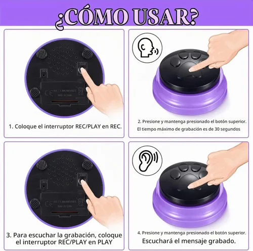 Vista 7 de Paquete de 8 botones de grabación de voz, botones grabables para perros para comunicación, botones de conversación de perros, zumbadores