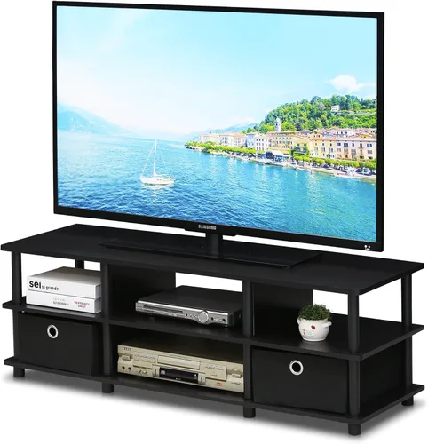 Vista 15 de Furinno 11191BK THE Centro de Entretenimiento Soporte para TV, Negro
