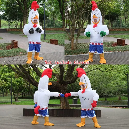 Vista 2 de RHYTHMARTS Disfraz inflable disfraz inflable de gallo disfraz de Halloween disfraz de fantasía para adultos gallo para adultos
