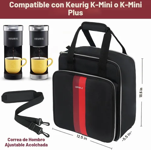 Vista 2 de LEFOR·Z Bolsa de viaje para cafetera, compatible con Keurig K-Mini, funda de transporte para cafetera de una sola porción compatible con K-Mini Plus