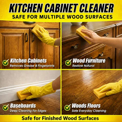 Vista 5 de Kitchen Cabinet Cleaner, Wood Cabinet Degreaser & Furniture Cleaner, 2 Pack