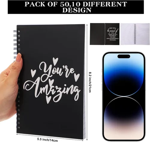 Vista 3 de Yeaqee Regalos de agradecimiento para empleados, cuaderno inspirador en espiral, diario administrativo profesional, regalos de agradecimiento a