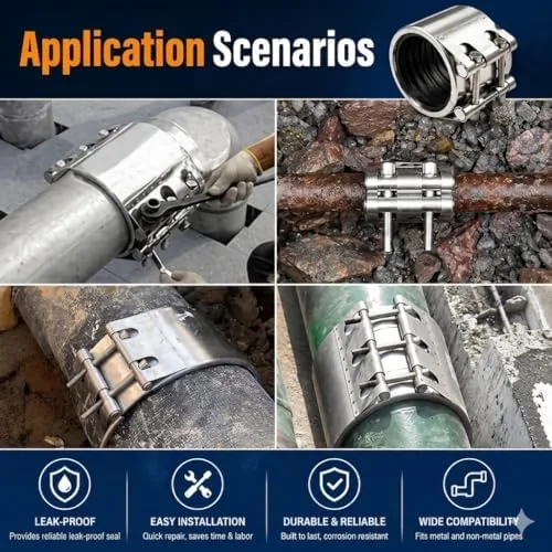 Vista 6 de Abrazadera de reparación de tubería, sellador de fugas, kit de reparación de emergencia para tuberías de plástico y metal (20mm-23mm/1/2 pulgada)