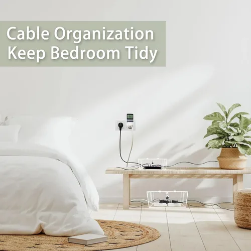 Vista 6 de Caja organizadora de cables de 2 piezas con cerradura, acrílico, caja organizadora de cables y cubierta de regleta de alimentación, organizador