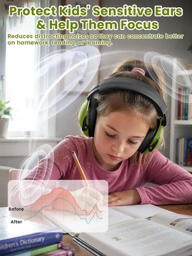 Vista 6 de Orejeras con cancelación de ruido del Dr.meter: auriculares con cancelación de ruido SNR27.4 con diadema ajustable, orejeras con protección auditiva