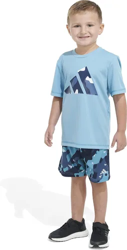 Vista 4 de adidas boys Short Sleeve T-shirt and Poly Shorts 2-piece Set
