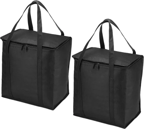 Vista 8 de PATIKIL Bolsa de comestibles reutilizable aislada, bolsa térmica aislada para entrega de alimentos con cremallera plegable para transporte frío