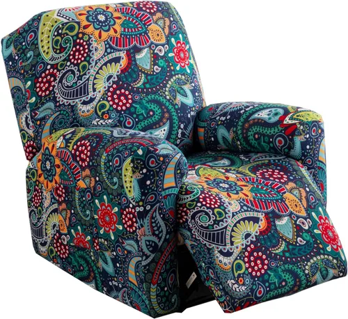 Vista 8 de KRFOONN Fundas elásticas para sillón reclinable con estampado, fundas para sillas reclinables de 4 piezas, fundas para sillón reclinable Lazy Boy