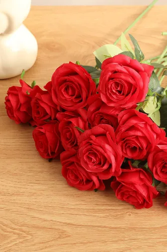 Vista 6 de Pack de 10 rosas artificiales Luyue, para decoración en fiestas, bodas, etc