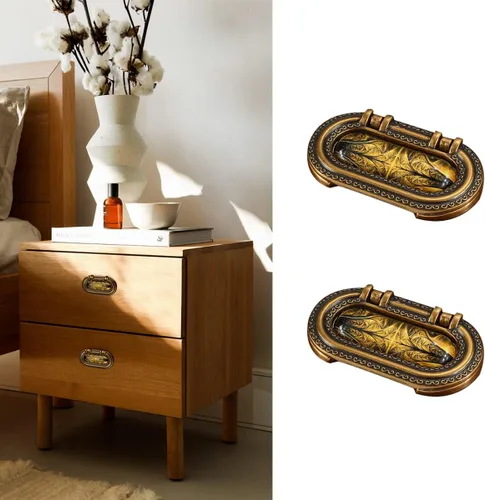 Vista 7 de Tiradores de gabinete de aleación de zinc de 2-1/2 pulgadas, pomos para muebles, diseño floral, manijas de cajón de armario de metal sólido, manijas