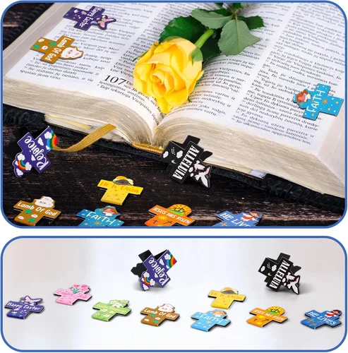 Vista 7 de Eaasty 50 marcadores magnéticos de Pascua, regalos de Pascua para adultos, con diseño de cruz de Jesús resucitado, clips para entusiastas
