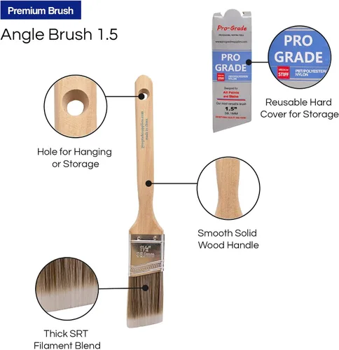 Vista 3 de Pro-Grade - Juego de pinceles para pintar en la pared o en el hogar, ideales para pintores profesionales y propietarios de casa, pinceles de pintura