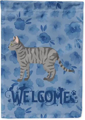 Vista 72 de Caroline's Treasures CK4813CHF - Bandera de bienvenida con gato abisinio azul, manga grande, para porche, para colgar en la pared, poliéster