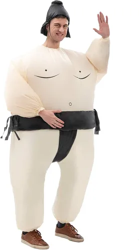 Vista 4 de IRETG Trajes inflables de lucha libre de sumo para adultos y niños 49-59 pies divertido disfraz de luchador de sumo para Halloween