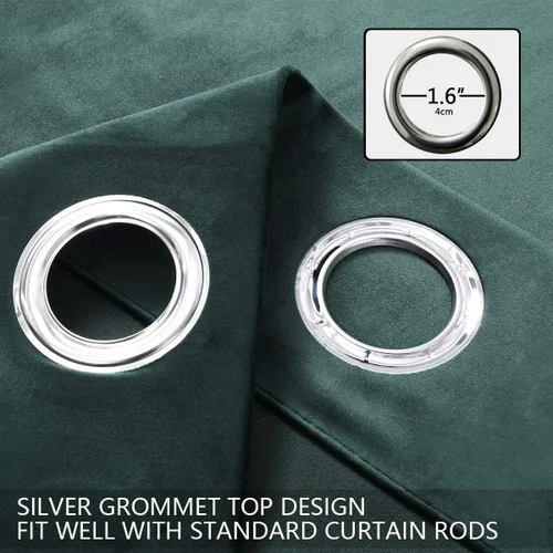Vista 2 de SPXTEX Cortinas Opacas de Terciopelo Verde - 84 Pulgadas de Largo, Bloqueo de Luz, Parte Superior con Ojales, Aislamiento de Calor, Térmico