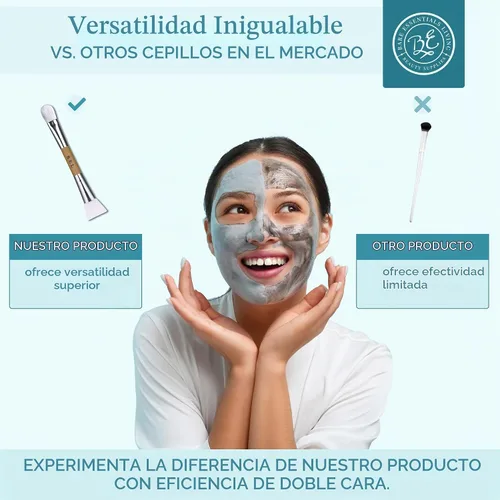 Vista 4 de Bare Essentials Living - Cepillo para mascarilla facial de arcilla (1 paquete, bambú), herramienta doble aplicadora de máscara facial de silicona