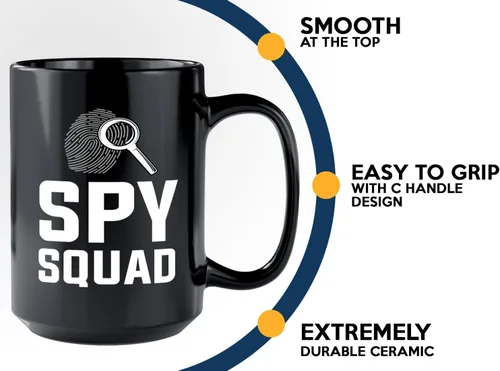Vista 5 de Taza de café detective de 15 onzas, color negro, escuadrón espía, oficial de policía, patrulla policial, detective, policía, policía, policía