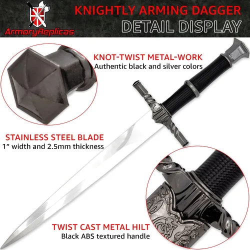 Vista 2 de Armory Replicas - Clashing Claws - Daga armada de inspiración medieval - Disfraz de caballero de acero inoxidable para cosplay con vaina dura