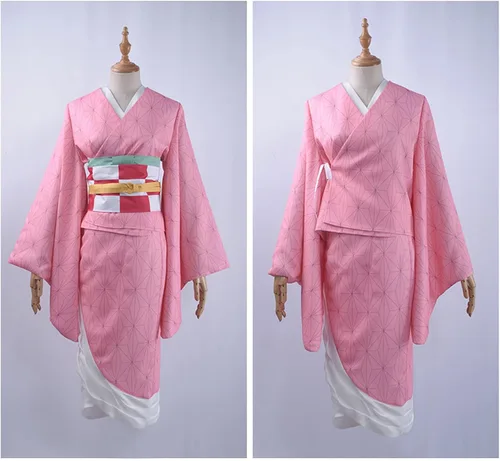 Vista 4 de Demon Slayer Anime Kimono Robe Halloween Cosplay Costume Set,Adult Size 5