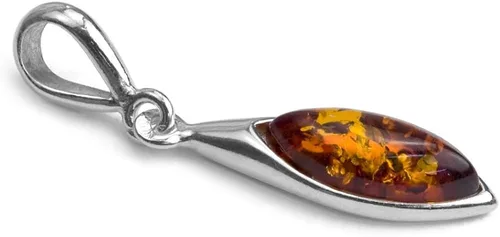 Vista 2 de Plata de ley Ámbar Marquise Forma Colgante