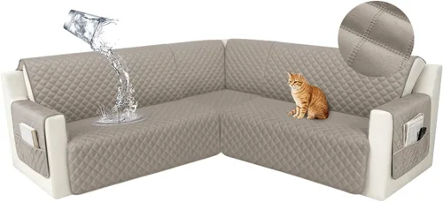 Vista 37 de HDCAXKJ Funda seccional de esquina impermeable para sofá de terciopelo en forma de L, fundas para sofá para mascotas, perros, suaves, resistentes