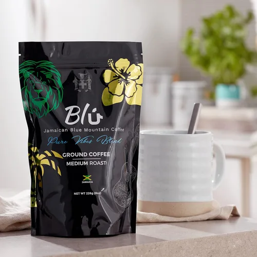 Vista 6 de ¡Tostado a pedido! - Blú - Café Jamaica Blue Mountain ''Pure Vibes'' Mezcla molida de tostado medio (jamaicano, brasileño, colombiano y etíope)