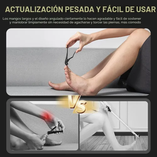 Vista 3 de FERYES Cortaúñas ergonómicos antideslizantes de mango largo para personas mayores, cortaúñas con cabeza angular única y abertura de mandíbula ancha