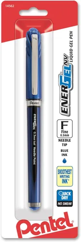 Vista 9 de Pentel EnerGel NV pluma de gel líquido, 0.02 pulgadas, punta de aguja, Negro