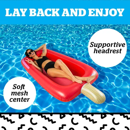 Vista 4 de BigMouth Inc. Large Funny Inflatable Raft, Guarded Sides & Headrest, 6 ft Long Heavy Duty Pool Float