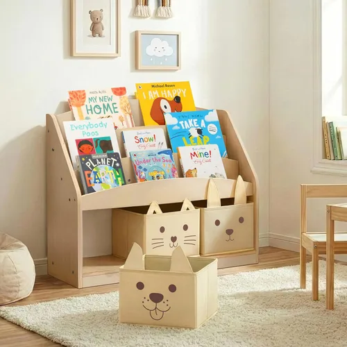 Vista 9 de OOOK Estantería de madera para niños con 3 cajas de almacenamiento