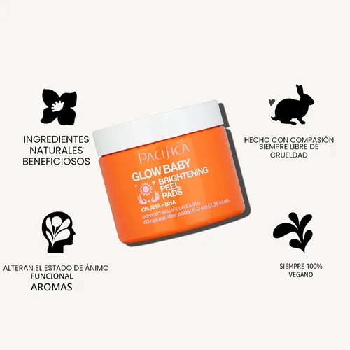 Vista 9 de Pacifica Beauty, Glow Baby - Almohadillas exfoliantes para bebés, 10% AHA y BHA, 60 unidades, ilumina y exfolia, para todo tipo de piel, sin