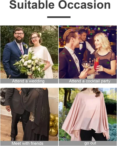 Vista 6 de BEAUTELICATE Capa de gasa para boda, capa nupcial, poncho superpuesto para mujer, talla grande
