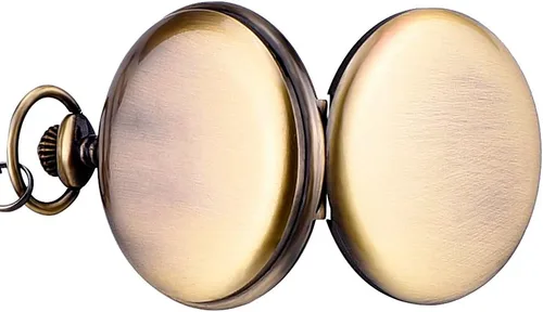 Vista 5 de Mudder Reloj de bolsillo clásico liso vintage para hombre de acero Navidad (bronce), bronce, Movimiento de cuarzo